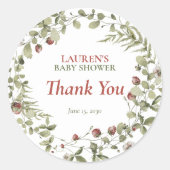 Sticker Rond Baby shower d'été fleur sauvage Merci  (Devant)