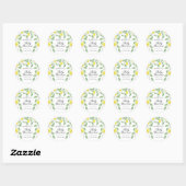 Sticker Rond Baby shower d'été moderne Lemon Boho (Feuille)