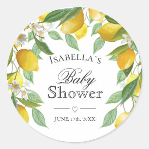 Sticker Rond Baby shower d'été moderne Lemons Boho