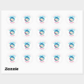 Sticker Rond Baby shower d'été Splish Splash Baby Bash Bienvenu (Feuille)