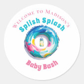 Sticker Rond Baby shower d'été Splish Splash Baby Bash Bienvenu (Devant)
