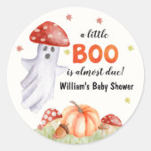 Sticker Rond Baby shower d'Halloween aux champignons fantômes (Devant)