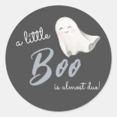 Sticker Rond Baby shower d'Halloween de Little Boo | (Devant)