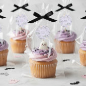 Sticker Rond Baby shower d'Halloween mignon violet Fantôme