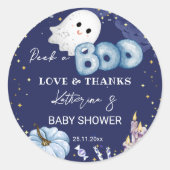 Sticker Rond Baby shower d'Halloween regarder un garçon mignon  (Devant)