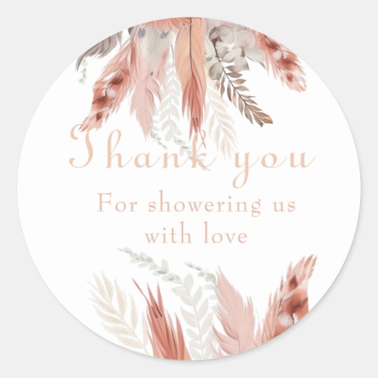 Sticker Rond Baby shower d'herbe Chic Pampas (Devant)