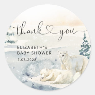 Sticker Rond Baby shower d'hiver de l'ours polaire