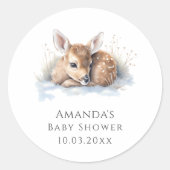 Sticker Rond Baby shower d'hiver Deer Woodland (Devant)