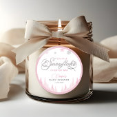 Sticker Rond Baby shower d'hiver Little Snowflake