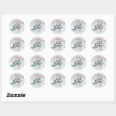 Sticker Rond Baby shower D'Hiver Moderne Scène De Neige Oiseau  (Feuille)