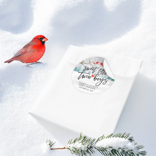 Sticker Rond Baby shower d'hiver moderne Sweet Little Twin Boys