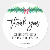 Sticker Rond Baby shower d'hiver Noël (Devant)