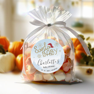 Sticker Rond Baby shower d'hiver père Noël Baby Christmas