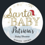Sticker Rond Baby shower d'hiver père Noël Baby Christmas<br><div class="desc">Père Noël Baby Christmas Winter Baby shower Classic Round Sticker</div>