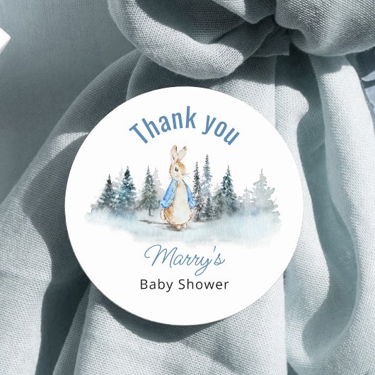 Sticker Rond Baby shower d'hiver Peter Rabbit