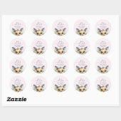 Sticker Rond Baby shower d'hiver Rose Froid Deer (Feuille)