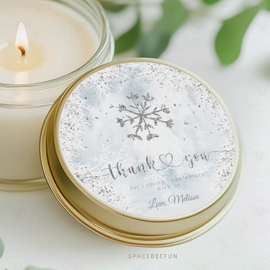 Sticker Rond Baby shower d'hiver Snowflake