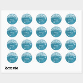 Sticker Rond Baby shower d'hiver Snowflake Blue (Feuille)