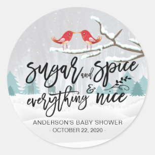 Sticker Rond Baby shower d'hiver Sucre & épices & Tout Nice