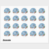 Sticker Rond Baby shower d'hiver sur les animaux des bois (Feuille)