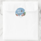 Sticker Rond Baby shower d'hiver sur les animaux des bois (Sac)