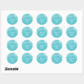 Sticker Rond Baby shower d'hiver Turquoise Snowflakes (Feuille)