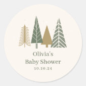 Sticker Rond Baby shower d'hiver vert (Devant)