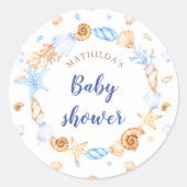 Sticker Rond baby shower d'illustrations de plage nautique (Devant)