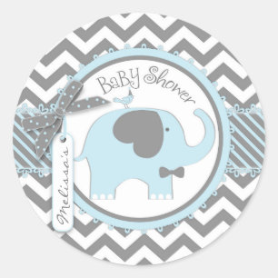 Sticker Rond Baby shower d'impression Chevron cravate bleu élép