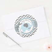 Sticker Rond Baby shower d'impression Chevron cravate bleu élép (Enveloppe)