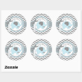 Sticker Rond Baby shower d'impression Chevron cravate bleu élép (Feuille)