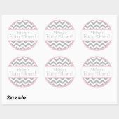 Sticker Rond Baby shower d'impression et de contraste rose Chev (Feuille)