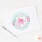 Sticker Rond Baby shower d'impression Pink Elephant et Chevron (Enveloppe)
