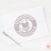 Sticker Rond Baby shower d'impression Pink Tutu & Chevron (Enveloppe)