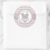 Sticker Rond Baby shower d'impression Pink Tutu & Chevron (Sac)