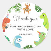 Sticker Rond Baby Shower Dino Mignon (Devant)