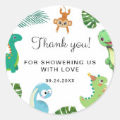 Sticker Rond Baby Shower Dino Mignon (Devant)