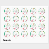 Sticker Rond Baby Shower Dino Mignon (Feuille)