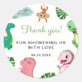 Sticker Rond Baby Shower Dino Mignon (Devant)