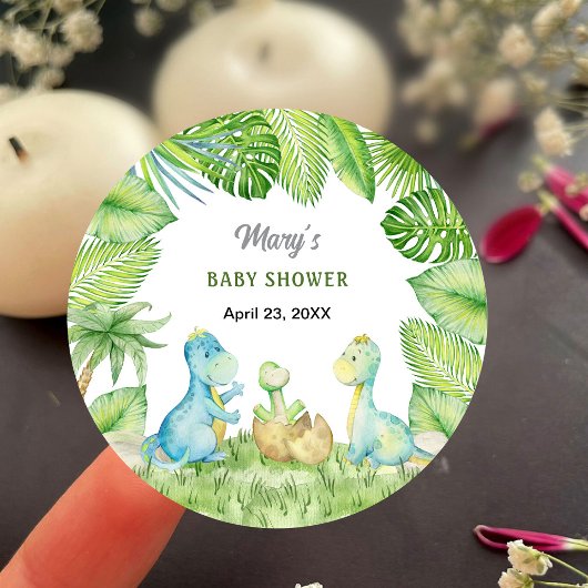Sticker Rond Baby shower Dinosaur