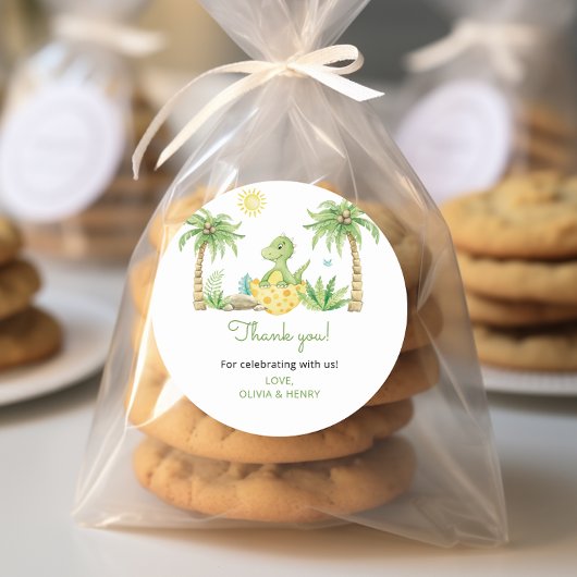 Sticker Rond Baby shower Dinosaur