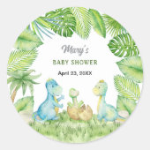 Sticker Rond Baby shower Dinosaur (Devant)