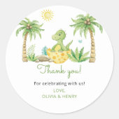 Sticker Rond Baby shower Dinosaur (Devant)