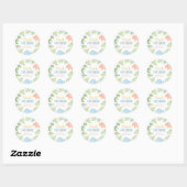 Sticker Rond Baby shower Dinosaur aquarelle (Feuille)