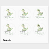 Sticker Rond Baby shower Dinosaure Vert Aquarelle (Feuille)