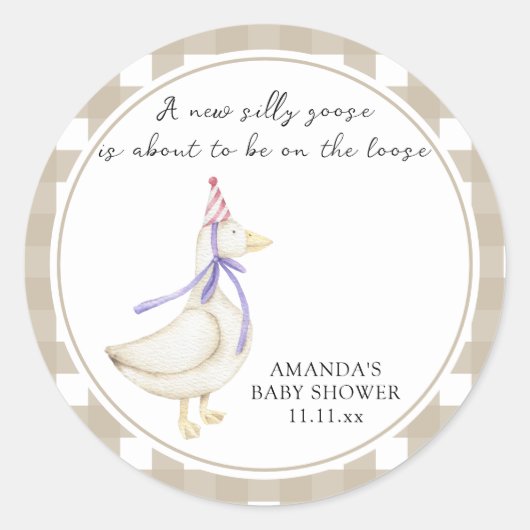 Sticker Rond Baby shower d'oie (Devant)