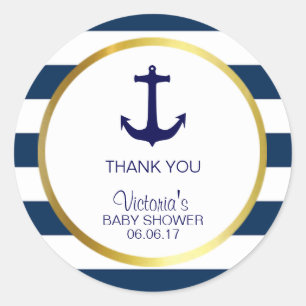 Sticker Rond Baby shower d'or Bleu Bleu Bleu Marine