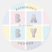 Sticker Rond Baby shower d'or Pastel Color Block (Devant)