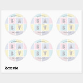 Sticker Rond Baby shower d'or Pastel Color Block (Feuille)