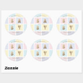 Sticker Rond Baby shower d'or Pastel Color Block (Feuille)